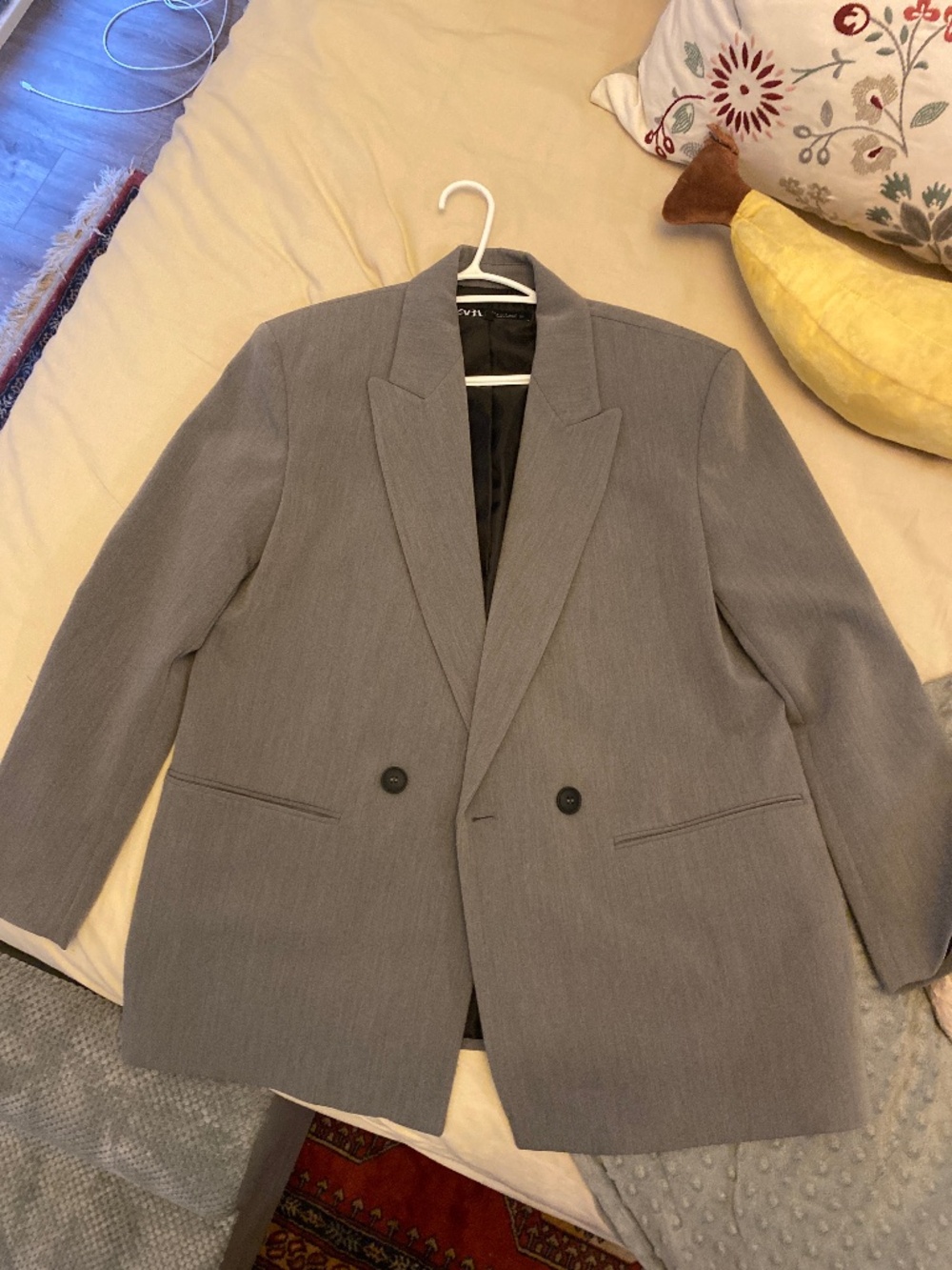 Zara Grey Double-Breasted Blazer